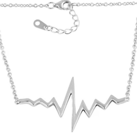 New Sterling Silver Heartbeat Necklace - Picture 3 of 4
